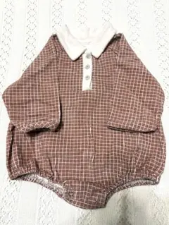 BebeHolic ブラウンチェック ロンパース　S（70）