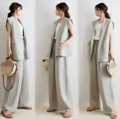 ジレ ワイドパンツ