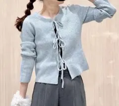 GU ジーユー　水色 ライトブルー　Ｍサイズ リブ編みニット