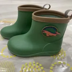 子供　長靴　レインシューズ　14センチ　モササウルス　恐竜　グリーン