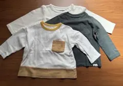 無地　シンプル　長袖Tシャツ ロンT 90cm 3枚セット