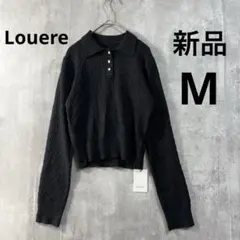 新品　ルエレ　ゴールドボタンケーブルニットポロ　ブラック　長袖　Mサイズ　秋冬のサムネイル
