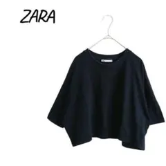 ZARA【M】 クロップドTシャツ 薄手トレーナー生地 半袖 レディース 春夏
