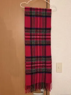 タータンチェック　ウール混紡マフラー