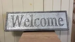 【アンティーク調】Welcome ブリキ プレート 看板 60×19cmのサムネイル