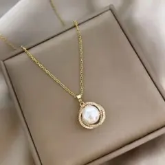 再入荷♡　ゴールド　ネックレス　パール　ストーン　アクセサリー　シンプル