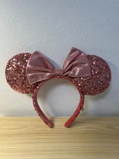 ミニー耳カチューシャ ピンク スパンコール