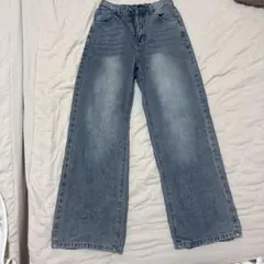 レディース ワイドデニムパンツ ウォッシュ加工のサムネイル