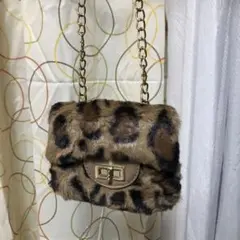 ミニヒョウ柄ファーショルダーバッグy2k
