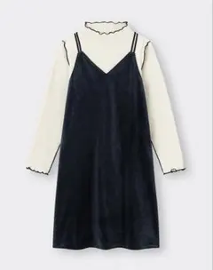 GU GIRLSリブTセットベロアキャミソールワンピース　150