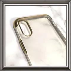 iPhone X対応　クリアカバー　ふち色付き　ゴールド