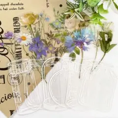 【1634】コラージュ素材 ステッカーシール 花と瓶 400円