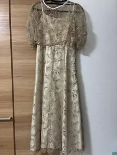 花柄刺繍レースドレス 　ボレロセットドレス　結婚式　お呼ばれ