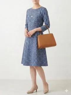 美品 ANAYI キカリーフプリントギャザーブラウス バックリボン 38 