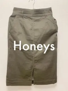 ✔️【Honeys】膝丈タイトスカート　カーキ　Mサイズ