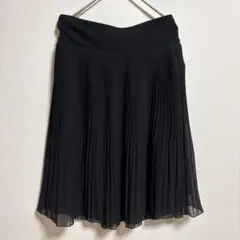 コムサイズム プリーツスカート ブラック ひざ丈 シフォン 上品 きれいめ M