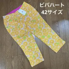 新品未使用品♡ビバハート　7部丈ゴルフパンツ　オレンジ柄