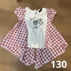 Barbie 半袖トップス　130 りぼん　ギンガムチェックのサムネイル
