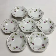 Sango 三郷陶器　六角小皿　9枚セット　花柄　11㎝のサムネイル