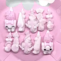 地雷系 量産型 姫系 ハンドメイド ネイルチップ 平成女児