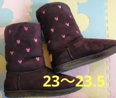 Disney ミッキー柄 ムートンブーツ 23〜23.5