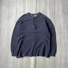 L.L.Bean 00s ヘンリーネック サーマル カットソー ロンT ネイビー