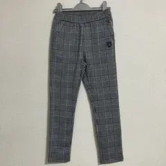kladskap JQチェックロング丈テーパードパンツ ブラック 130 新品