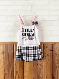 子供用 水着 140cm ワンピース 女の子 白 ピンク チェック キッズ 6