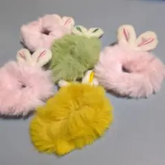 ウサギ耳ファー素材ヘアゴム5個セット