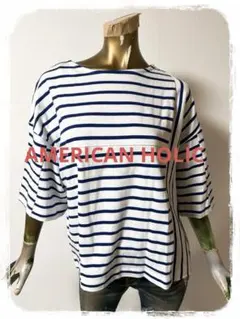 ☘️T21220☘️AMERICAN HOLIC ボーダー違いカットプルオーバー L