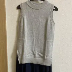 【アース】ノースリーブ ニットプリーツワンピース 異素材セットアップ　M