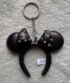 ディズニー カチューシャキーチェーン 黒スタッズ ミニー