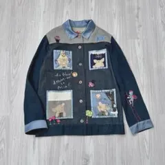 OLLEBOREBLA アルベロベロ パッチワーク 刺繍　薄手デニムジャケット