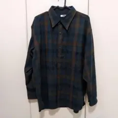 UNIQLO U 長袖シャツ ダークグリーンチェック