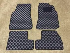 シルビア S14系 チェックブルー 青黒 フロアマット 日本産 新品 