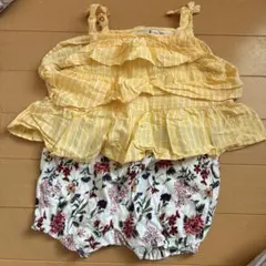 petit main フリル付きセットロンパース 80