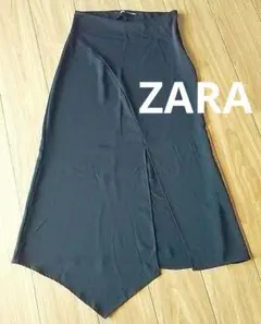 ZARA アシンメトリーフレアスカート　フロントスリット入り 黒