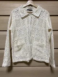 w closet アイボリー レース編み カーディガン
