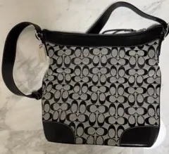 【美品】COACH コーチ シグネチャー ショルダーバッグ ブラック グレー
