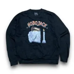 【L】HOBOCLUB HOBOJACK プリントスウェット 黒 ブラック