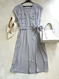 【ナノユニバース】 グレー ノースリーブワンピース　パーティードレス