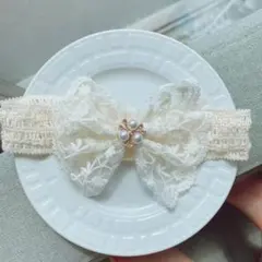 ヘアバンド　リボン　パール　ベビー　赤ちゃん　お祝い　撮影　退院　お参り　新品