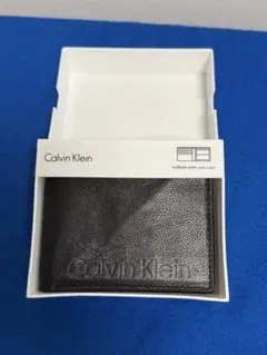 Calvin Klein 二つ折り財布 黒 レザー 箱付き