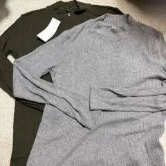 UNIQLO ユニクロ　リブ編み長袖ハイネックトップス 2色セット　サイズL