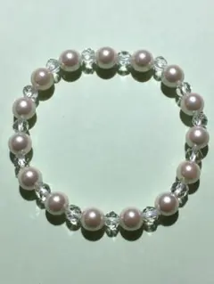 シェルパールとカット水晶のパワーストーンブレスレット