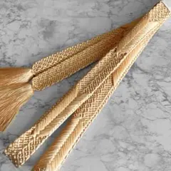 絹 帯締め☆平組 薄香色(杏子色・薄い橙)単色 矢羽根柄 上品 組紐