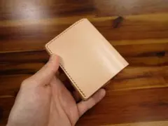コンパクト財布 栃木レザー ナチュラル 生成りミニ財布 ミニマル 二つ折り