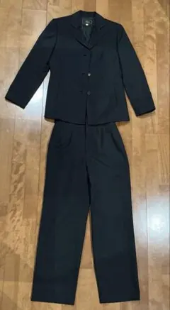 ストライプ 黒スーツ3点　レディース