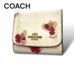COACH 花柄 レザー 三つ折り財布