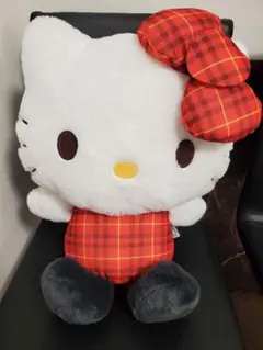 【16日まで 期間限定】ハローキティ ぬいぐるみ 約30cm チェック柄 大きい